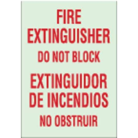 Fire Extinguisher Sign, 14X10, GRN/WHT, Width: 10