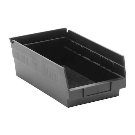 Shelf Storage Bin, Black, Polypropylene/Polyethylene, 11 5/8 In L X 6.6 In W X 4 In H