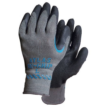 Natural Rubber Latex Coated Gloves, Palm Coverage, Black/Gray, M, PR