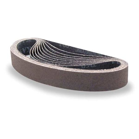 Sanding Belt, Coated, 1 1/8 In W, 21 In L, 60 Grit, Medium, Aluminum Oxide, Brown