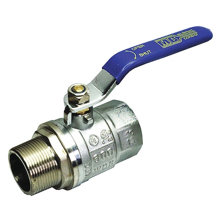 1-1/4 FNPT X MNPT Chrome Brass Ball Valve Inline