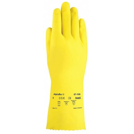 12 Chemical Resistant Gloves, Natural Rubber Latex, 7, 1 PR