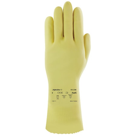 12 Chemical Resistant Gloves, Natural Rubber Latex, 7, 1 PR