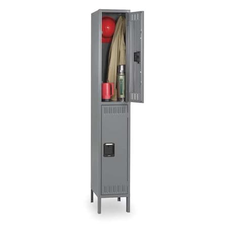 Wardrobe Locker, 12 In W, 18 In D, 78 In H, (1) Wide, (2) Openings, Gray