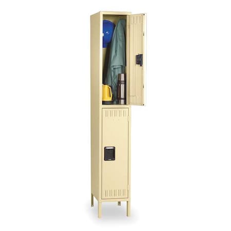 Wardrobe Locker, 15 In W, 18 In D, 78 In H, (1) Wide, (2) Openings, Sand