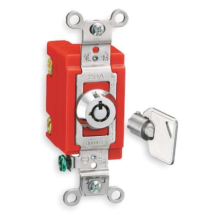 Wall Swtch,2-Pol,20A,SS,Barrl Key Lockng