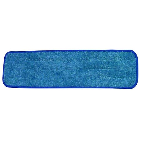 18 In L Flat Mop Pad, 16 Oz Dry Wt, Hook-and-Loop Connection, Looped-End, Blue, Microfiber