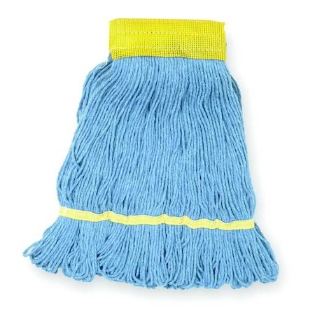 5in String Wet Mop, 12oz Dry Wt, Quick Change/Side-Gate Connection, Loop-End, Blue, Cotton/Synthetic