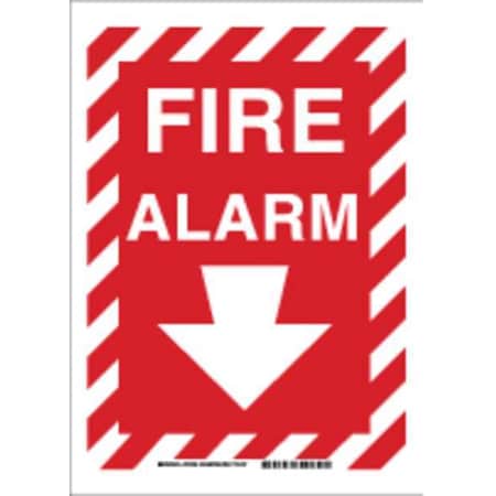 Fire Alarm Sign, 14 In Height, 10 In Width, Fiberglass, Rectangle, English