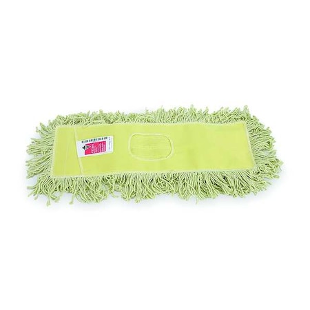 36 In L Dust Mop, Slide On Connection, Looped-End, Yellow, Cotton/Polyester