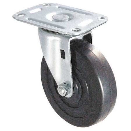 Swivel Plate Caster,Rubber,3 In,100 Lb,D