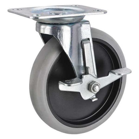 Swivel Plate Caster, Therm Rubber,5 In,145 Lb