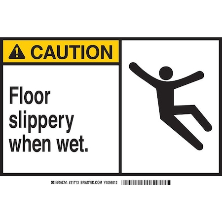 Caution Sign, 7 H, 10 W, Polyester, Rectangle, English, 83664