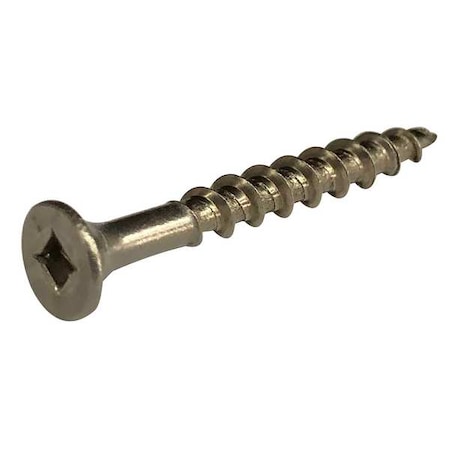 Deck Screw, #10 X 2-1/2 In, 18-8 Stainless Steel, Flat Head, Square Drive, 25 PK