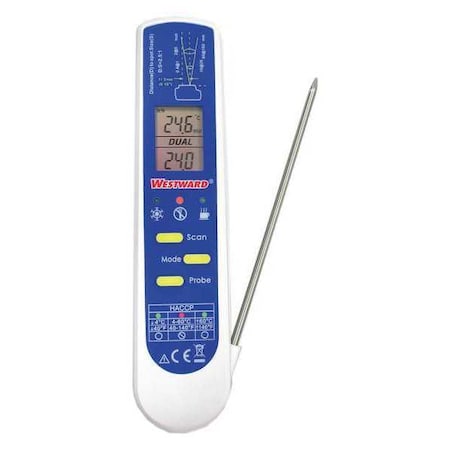 Infrared Thermometer, LCD, -67 Degrees  To 482 Degrees F, Single Dot Laser Sighting