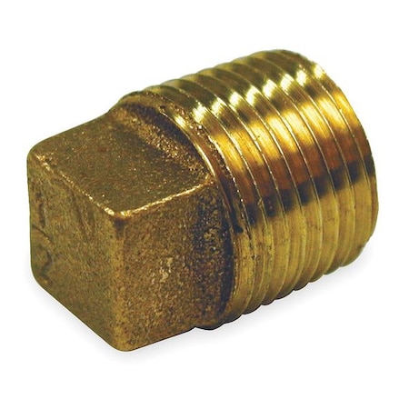 Red Brass Solid Plug, MNPT, 1/4 Pipe Size