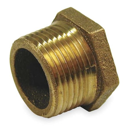 Red Brass Hex Bushing, MNPT X FNPT, 1-1/2 X 1 Pipe Size