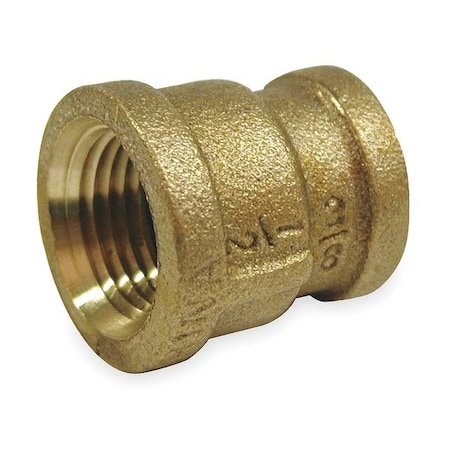 Red Brass Reducing Coupling, FNPT, 1/4 X 1/8 Pipe Size