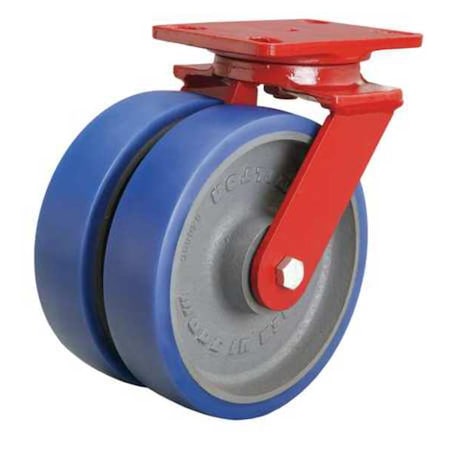 Dual Whl Caster,Plyurthane,8 In,2000 Lb.