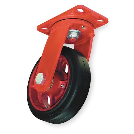 Plate Caster,Swivel,Rubber,8 In.,670 Lb.