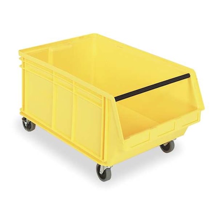 Mobile Storage Bin, Yellow, Polyethylene, 29 In L X 18 3/8 In W X 14 7/8 In H, 300 Lb Load Capacity