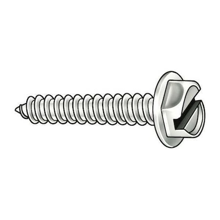 Sheet Metal Screw, #10 X 1-1/4 In, Plain 18-8 Stainless Steel Hex Head Slotted Drive, 100 PK