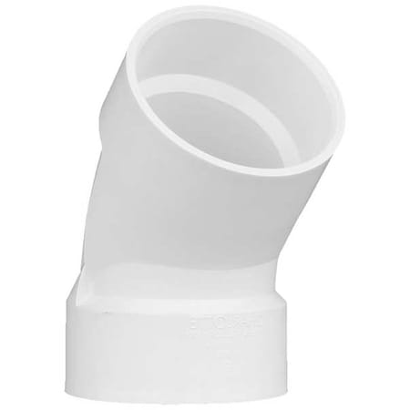 PVC 45 Degree Elbow, Hub, 3 In Pipe Size