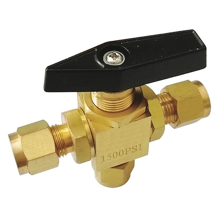 1/4 Compr Brass Mini Ball Valve 3-Way