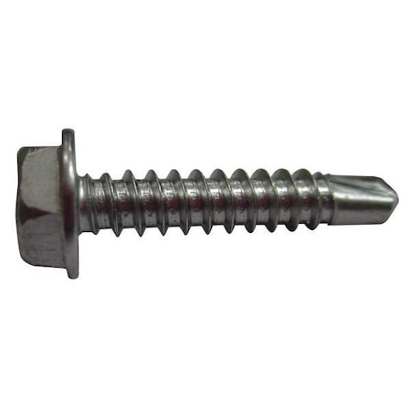 Self-Drilling Screw, #10 X 1/2 In, Plain Stainless Steel Hex Head External Hex Drive, 100 PK