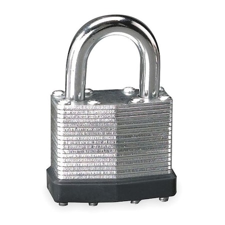 Padlock, Keyed Different, Standard Shackle, Rectangular Steel Body, Steel Shackle, 27/32 In W