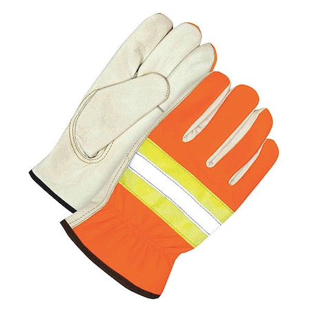 Grain Cowhide Driver HiViz Spandex Back Orange, Size M