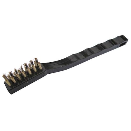 Scratch Brush, Stiff, 5 3/4 In L Handle, 1 1/2 In L Brush, Brass, Plastic, 7 1/4 In L Overall