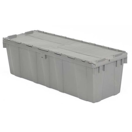 Gray Attached Lid Container, Plastic, Metal Hinge