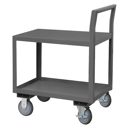 Steel Low-Profile Utility Cart With Lipped & Flush Metal Shelves, Raised, 2 Shelves, 1,200 Lb