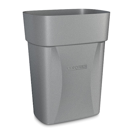 3-1/2 Gal Rectangular Trash Can, Gray, 8 1/4 In Dia, None, Polyethylene