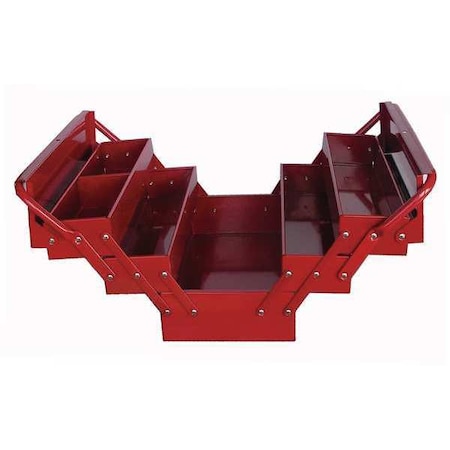 17W Steel, Red Portable Tool Box, Powder Coated, 8-1/4H