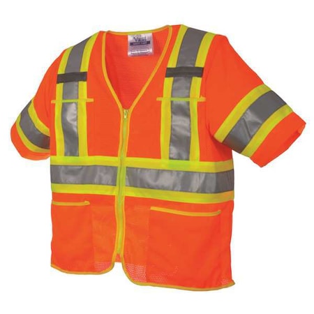 High Visibility Vest,Class 3,L,Orange