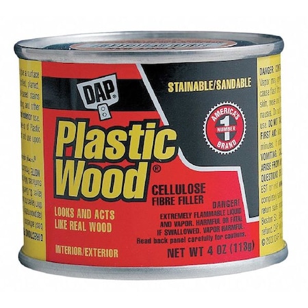Solvent Wood Filler 4 Oz Size, Can White Plastic Wood