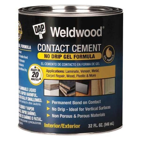 Contact Cement, Weldwood Gel Series, Tan, 1 Qt, Can