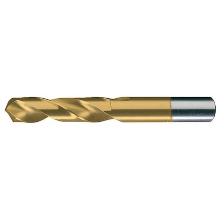 Screw Machine Drill Bit, 15/32 In Size, 118  Degrees Point Angle, High Speed Steel, TiN Finish