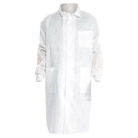 LabCoat,Knit Cuff,Back Vent,WHT,2XL,PK10