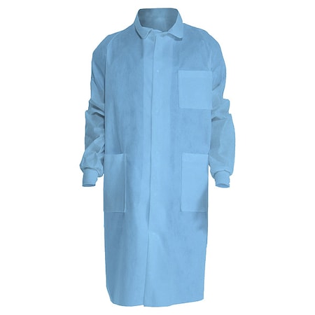 Lab Coat,Knit Cuf,Back Vent,Blue,XL,PK25