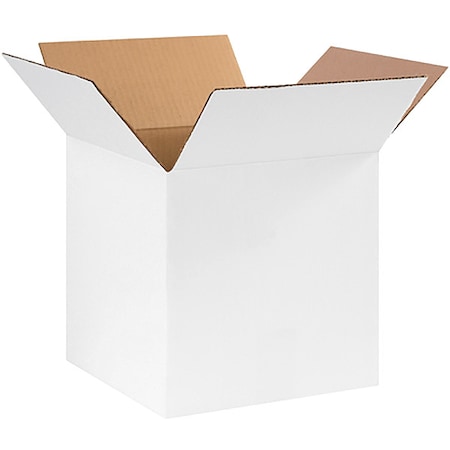 Corrugated Boxes, 10 X 10 X 10, White, 25/Bundle
