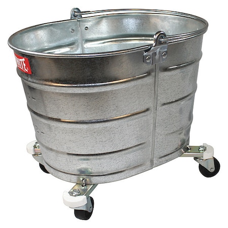 Oval Mop Bucket, Gray, Galvanized Steel