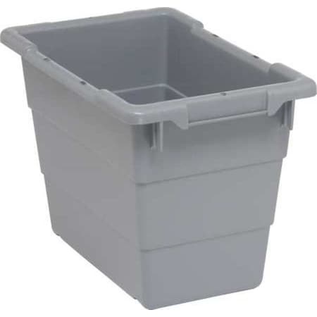 Cross Stacking Container, Gray, Polypropylene, 17 1/4 In L, 11 In W, 12 In H