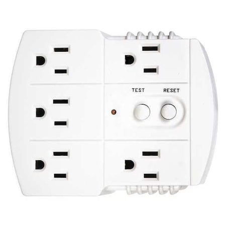 Plug-In GFCI,Wht,15A,5-15P,Indoor,125VAC
