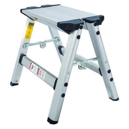 1 Step, Aluminum Step Stool, 225 Lb. Load Capacity, Silver