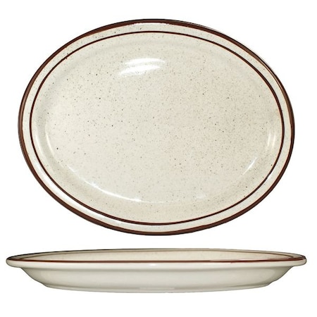 Platter,13-1/4x10-3/8,Brown Speckle,PK12