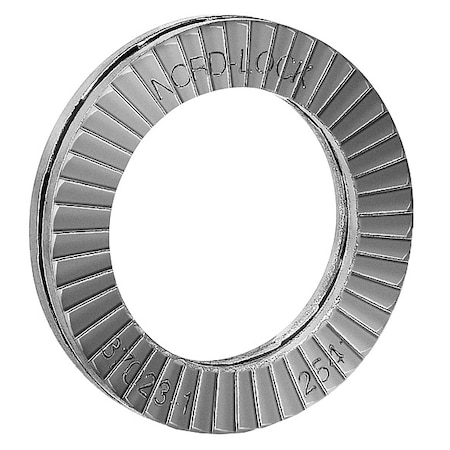 Wedge Lock Washer, Fits Bolt Size 1/4 In Steel, Plain Finish, 10 PK