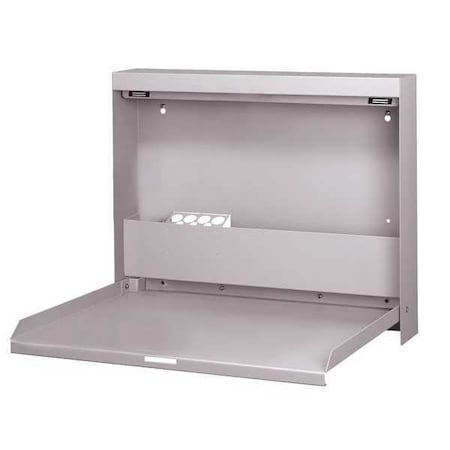 Fold-Up Desk, 3-3/8 D, 20 W, 16-3/8 H, Gray Mist, Heavy Duty Steel, Front: Laminate, Side: Wood
